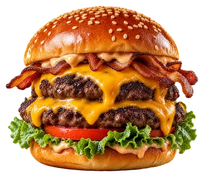 Hambúrguer duplo com cheddar e bacon
